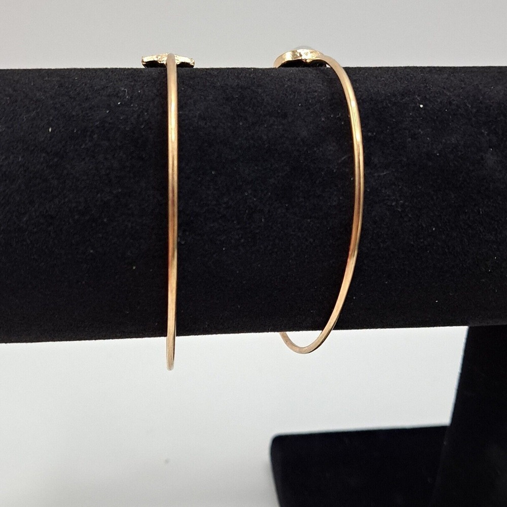 Gold Bangle Bracelet Set Arrowhead Teardrop Rhinestone Stackable Boho Chic - Picture 4 of 8